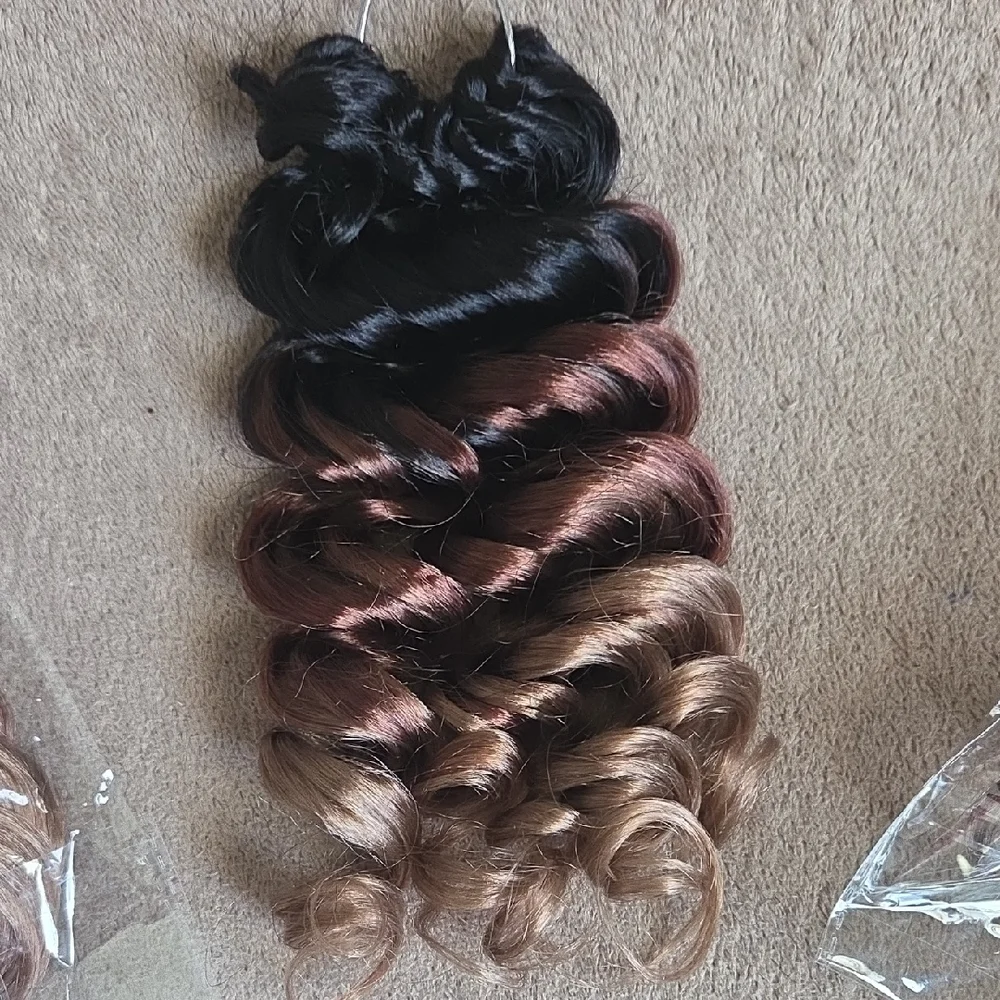 ToyoTree Deep Twist Crochet Hair Packs Ombre Brown Short Curly Deep Wave Cr